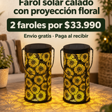 Farol solar calado con proyección floral · Oferta 2x1 Black Friday 2026