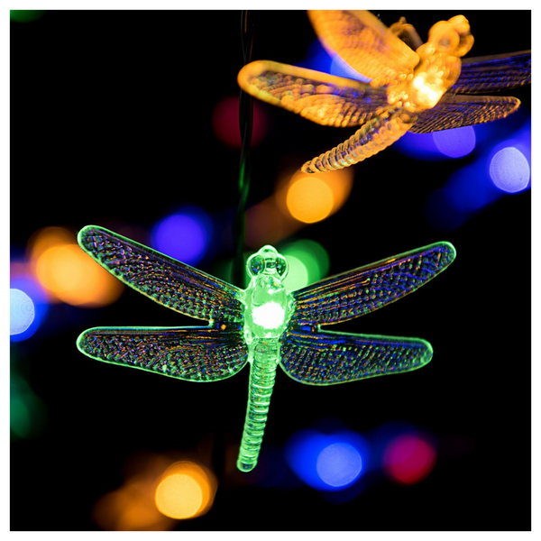 Detalle de las libélulas LED transparentes