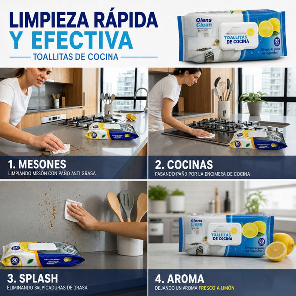 80 Paños Anti Grasa Aroma Limón