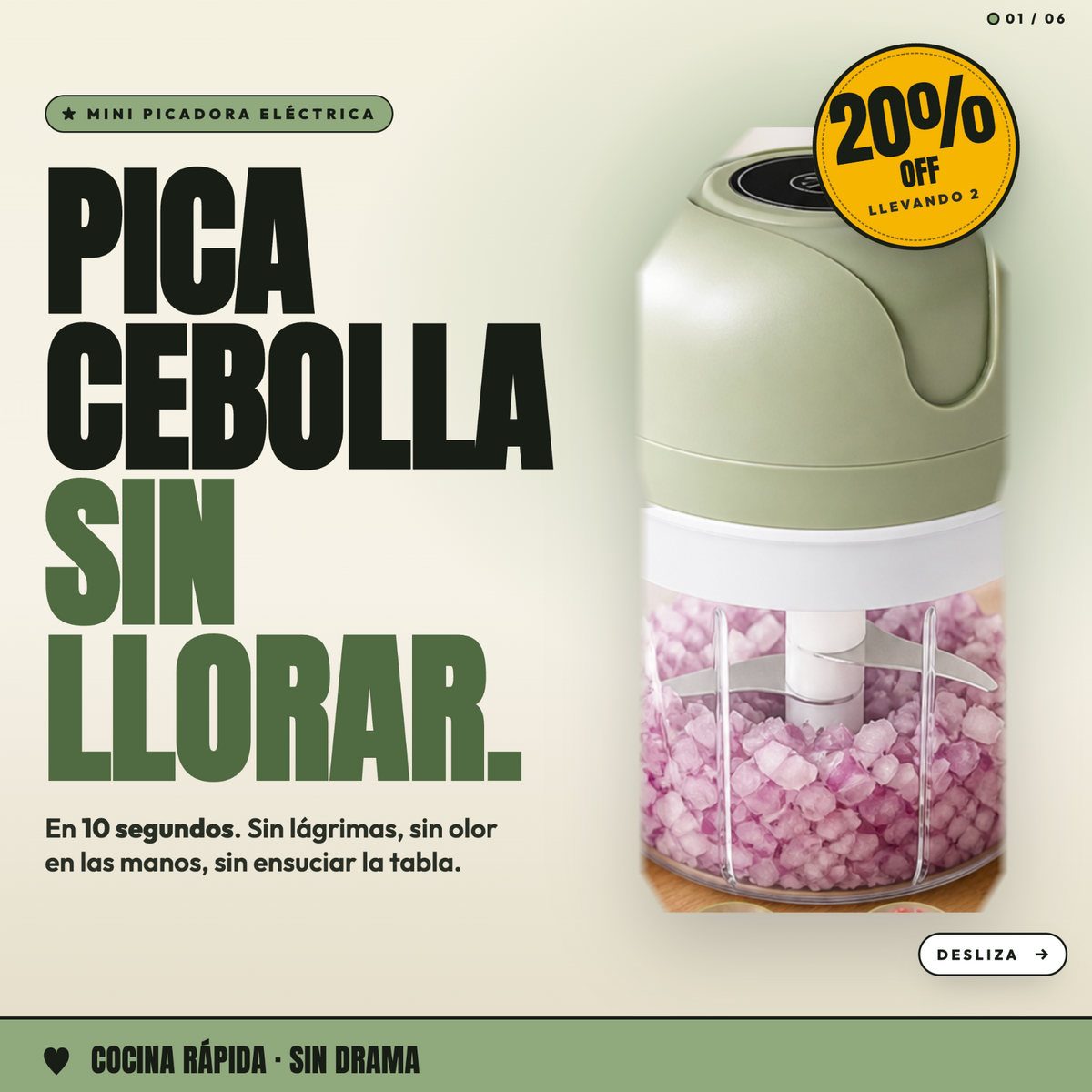 Picadora y Cortadora de Alimentos Eléctrica