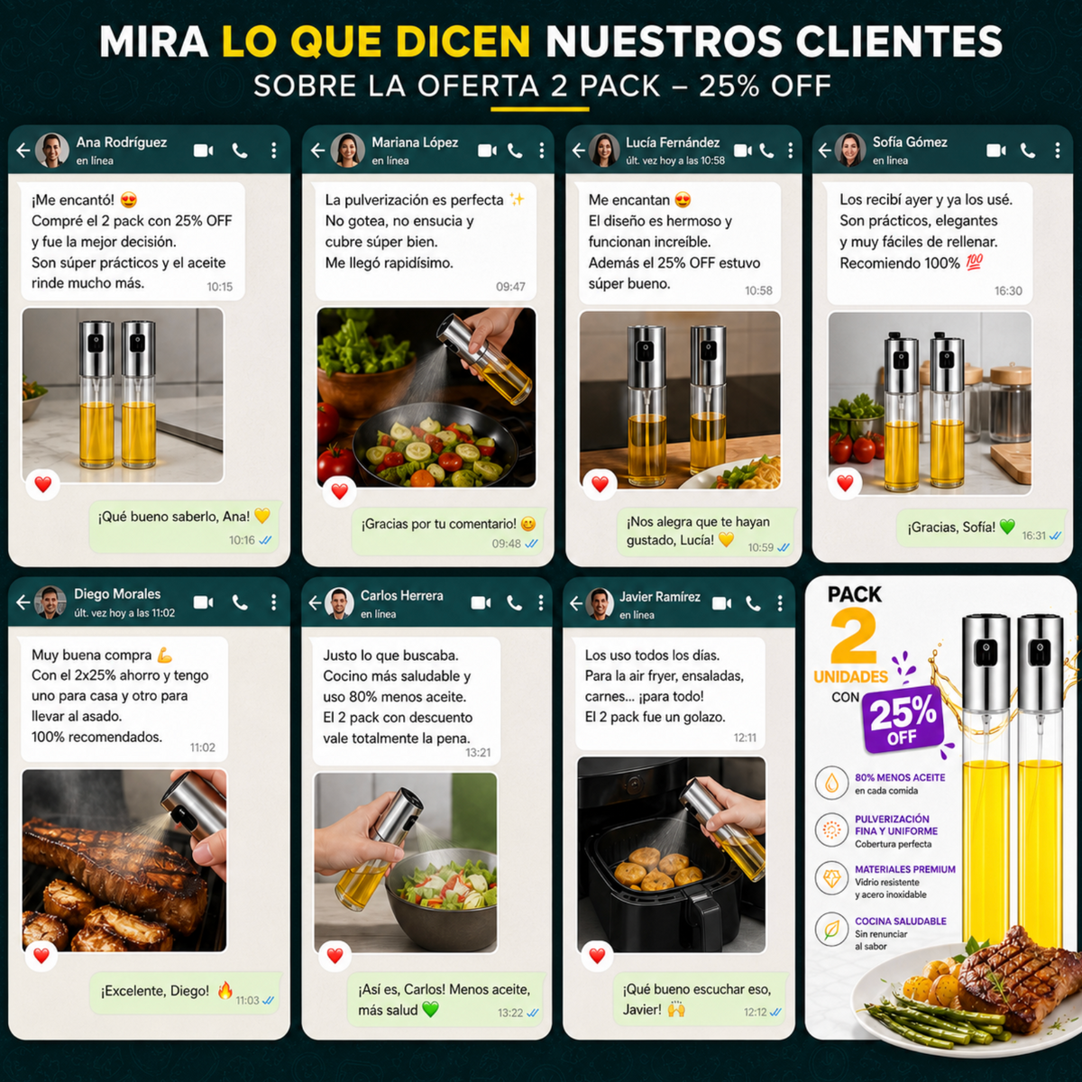🎁 Pack pulverizadora de aceite y vinagre 25% OFF + Envío gratis