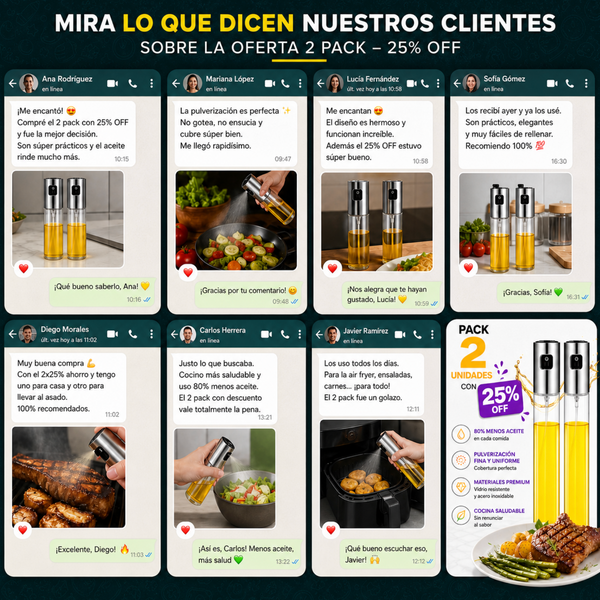 🎁 Pack pulverizadora de aceite y vinagre 25% OFF + Envío gratis