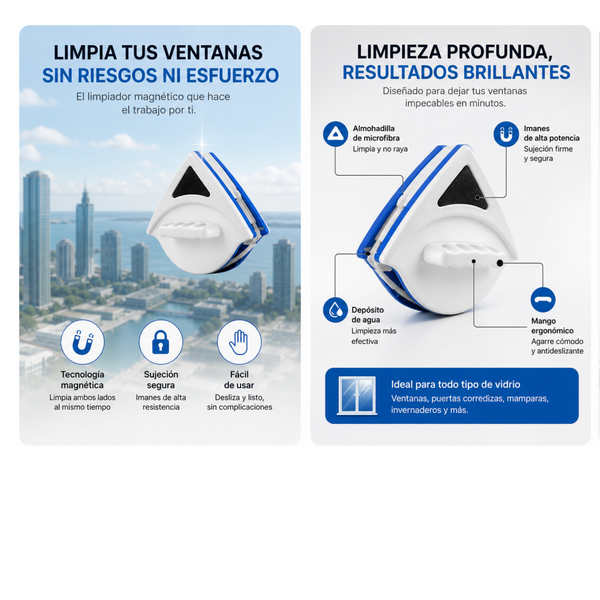 MagClean Pro · Limpiacristales Magnético de Doble Cara