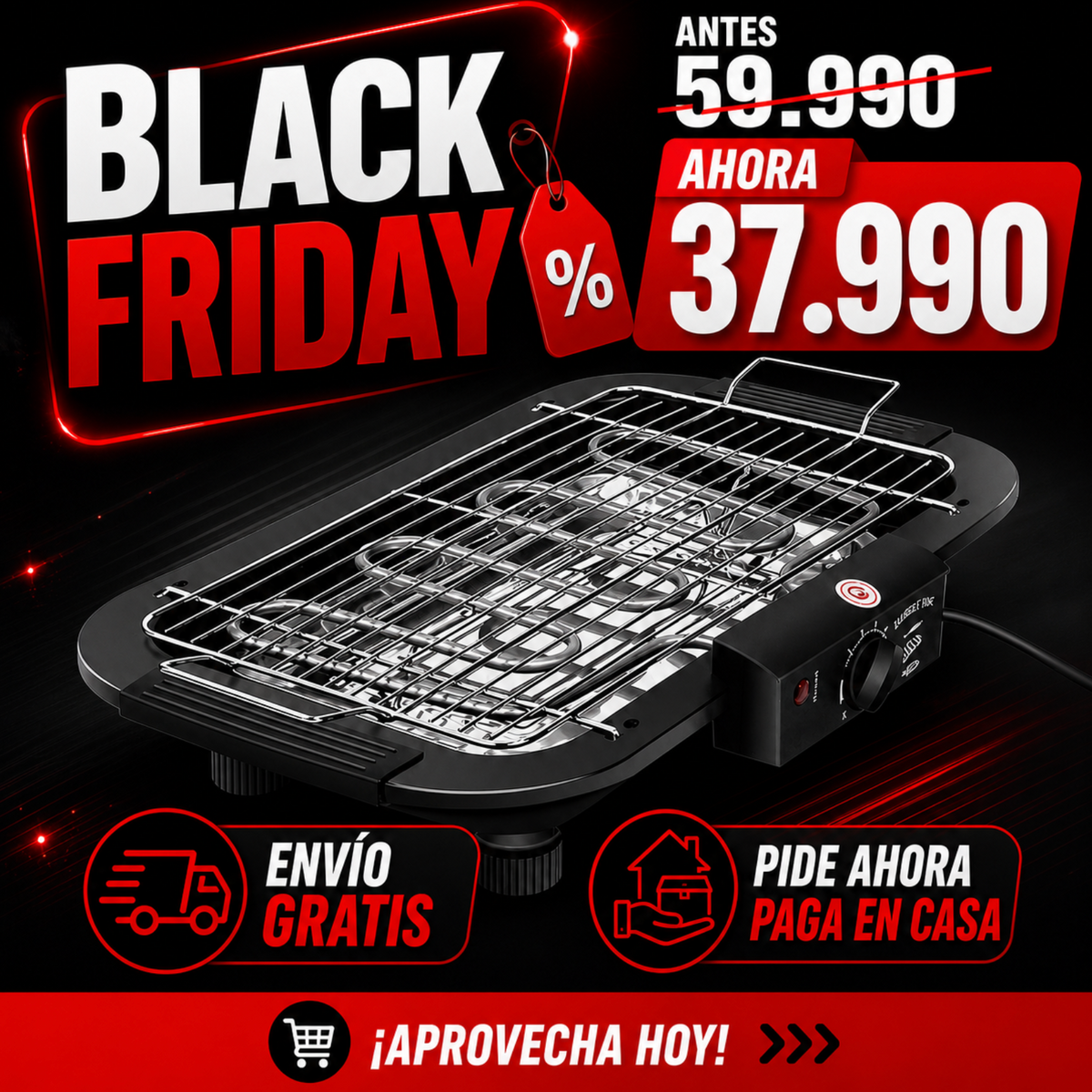 🔥 GrillPro · Parrillera Eléctrica Sin Humo + Envío Gratis