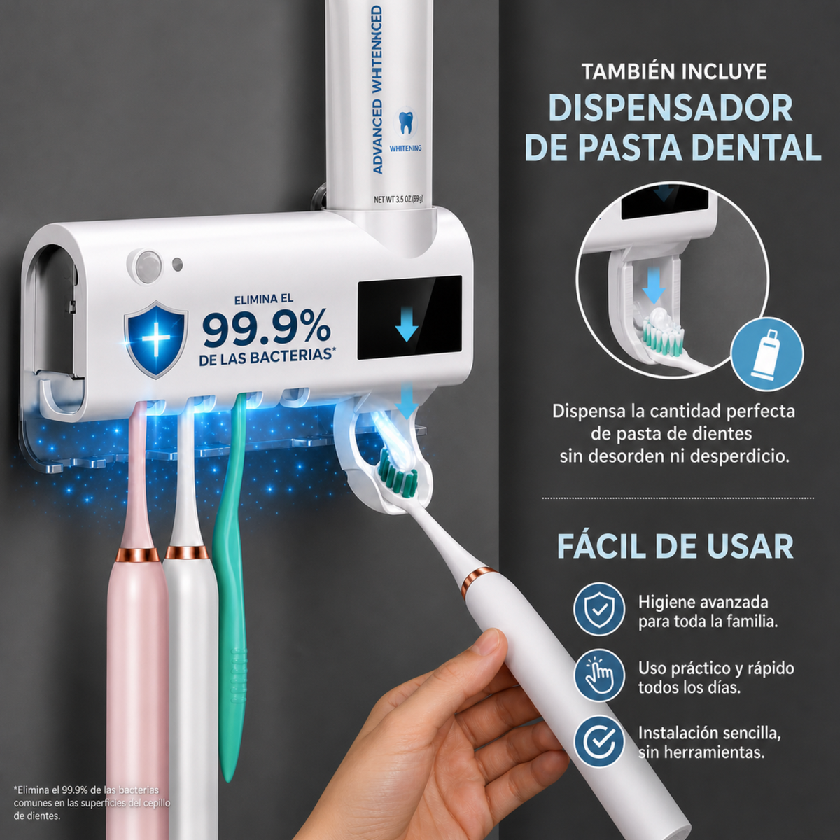 Esterilizador UV de Cepillos + Dispensador de Pasta Automático + Envío Gratis