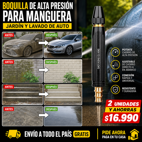 Boquilla de Alta Presión para Manguera — Jardín y Lavado de Auto