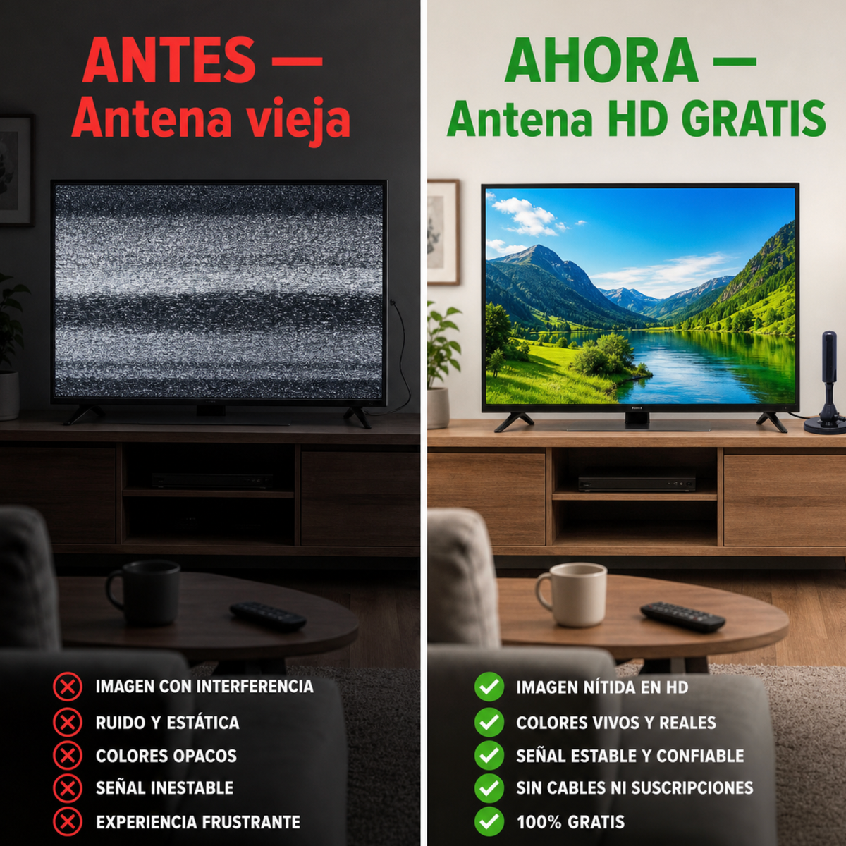Antena Digital HD para TV — Sin Cable Ni Suscripción