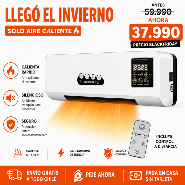 Calefactor de Pared con Control Remoto + Envío gratis a todo chile