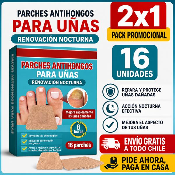 Parches Nocturnos para Hongos en Uñas — 16 unidades con envío gratis a todo chile. Promoción 2x1