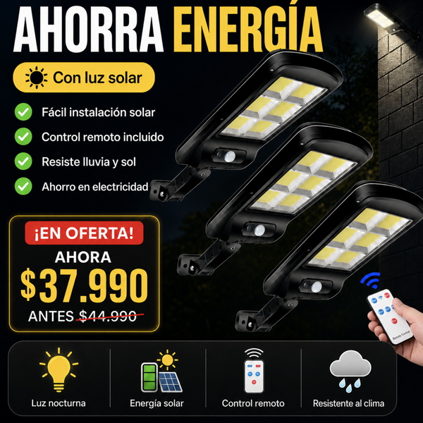 Pack 3 focos solares con control + Envío Gratis