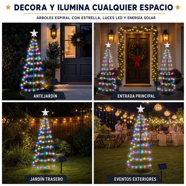 Árbol Espiral Navideño Solar LED