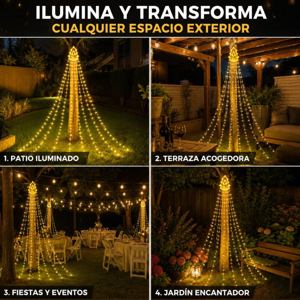 Árbol Solar con Guirnalda LED