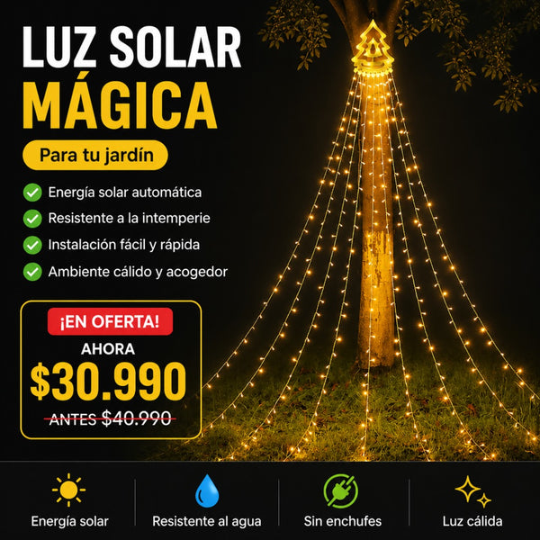 Árbol Solar con Guirnalda LED