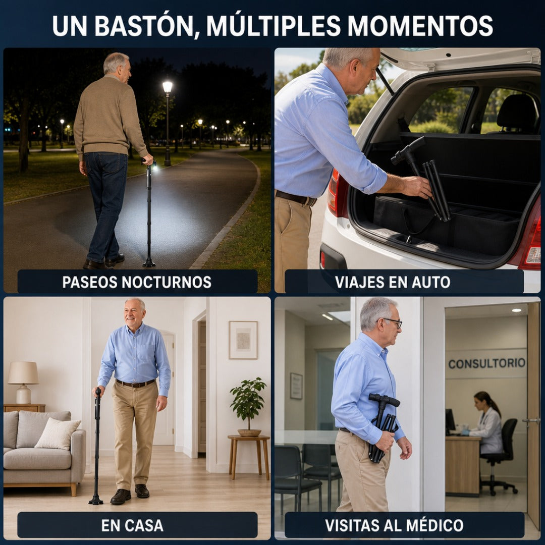 Bastón Ortopédico con Luz y Plegable
