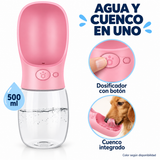 Bebedero portátil con botón · Cuenco integrado y 500 ml