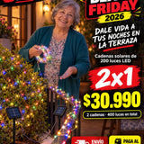 Cadena solar 200 LED 2x1 por $30.990