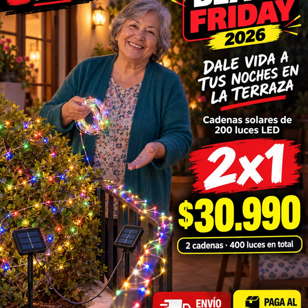 Cadena solar 200 LED 2x1 por $30.990