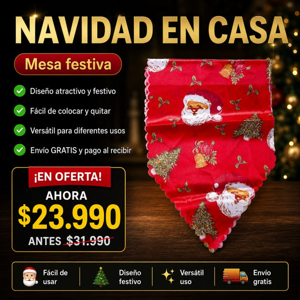 Camino de Mesa Navideño Rojo