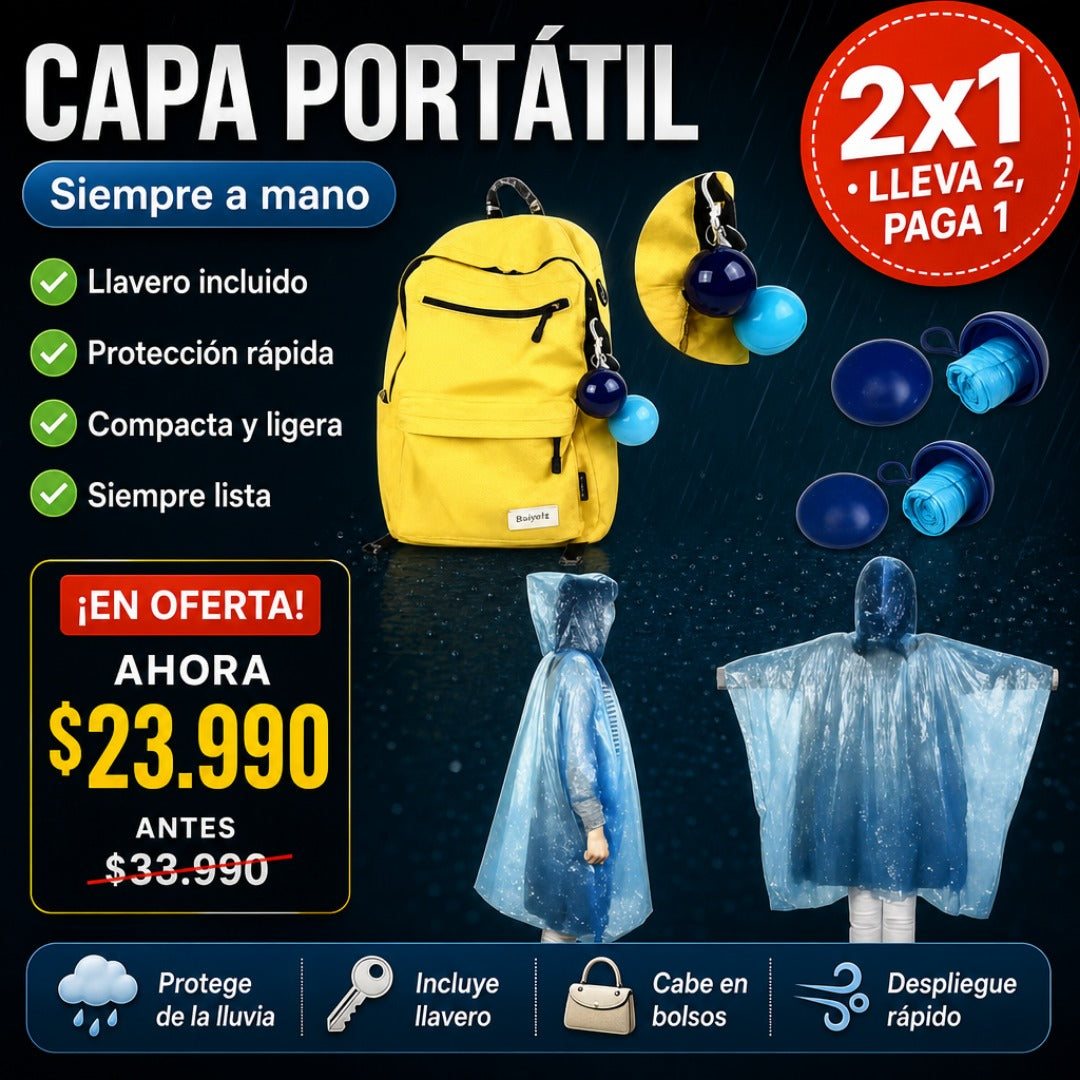 Capa de Lluvia Portátil con Llavero