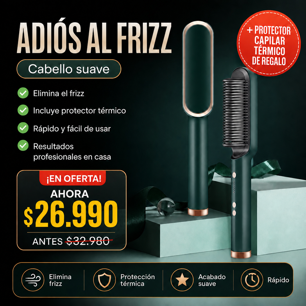 Cepillo Eléctrico Antifrizz + Envío Gratis + Protector Capilar Térmico de REGALO