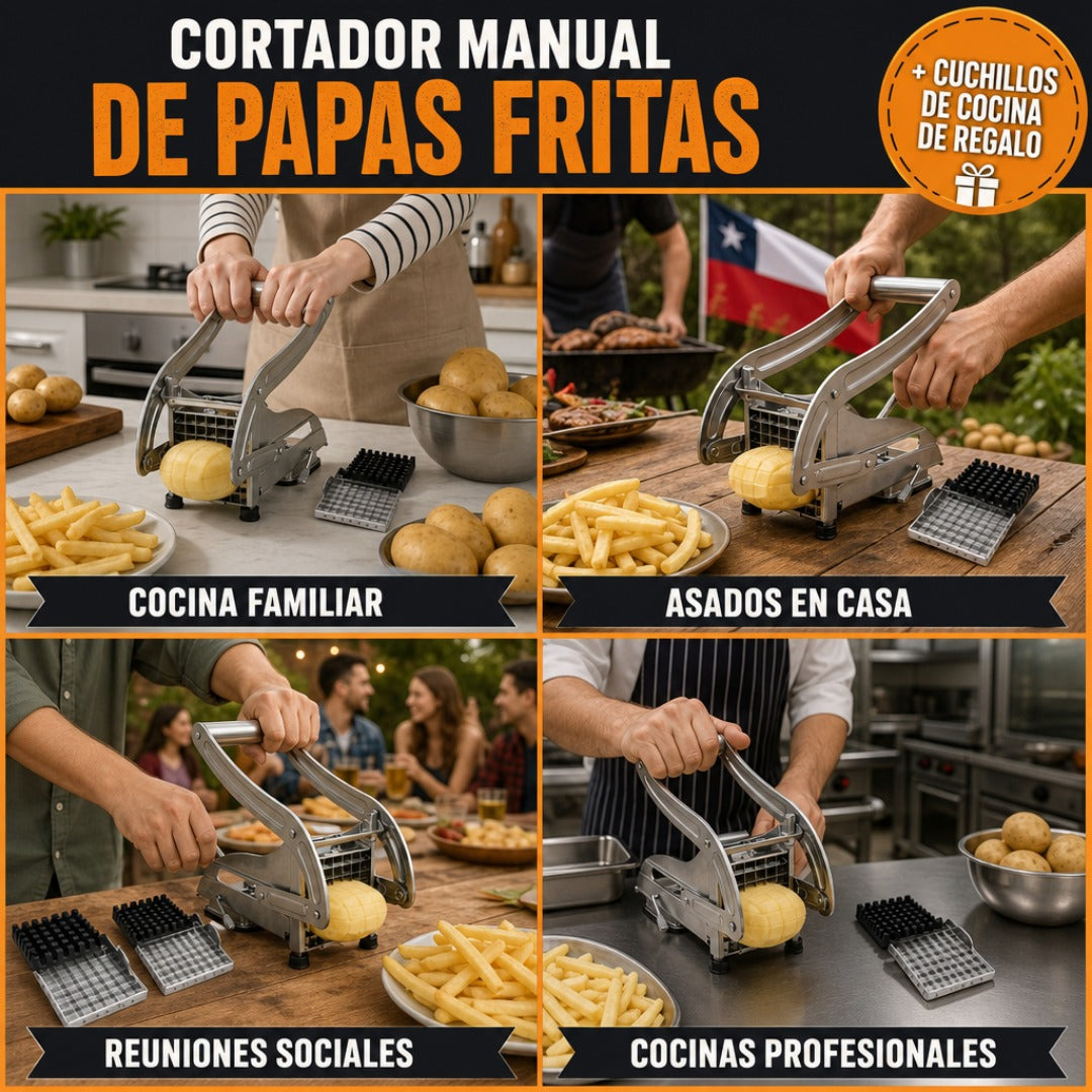 Cortador de Papas Fritas + Envío Gratis + Cuchillos de Cocina de REGALO