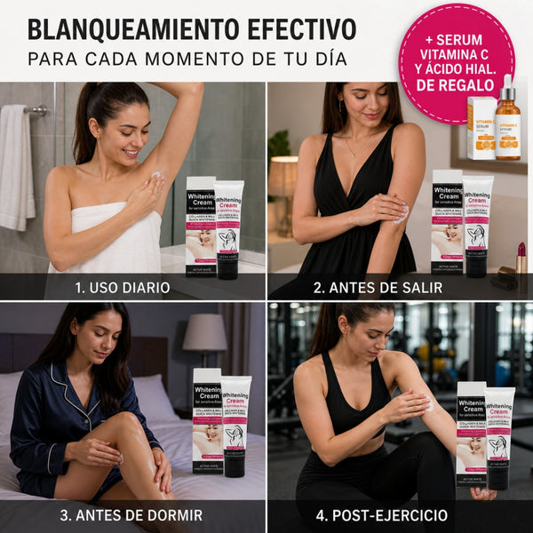 Crema Blanqueadora Axilas + Envío Gratis + Serum Vitamina C y Ácido Hial. de REGALO