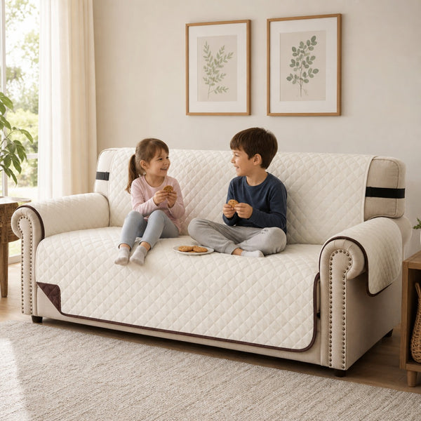 Cubre Sofá Acolchado 3 Plazas Reversible