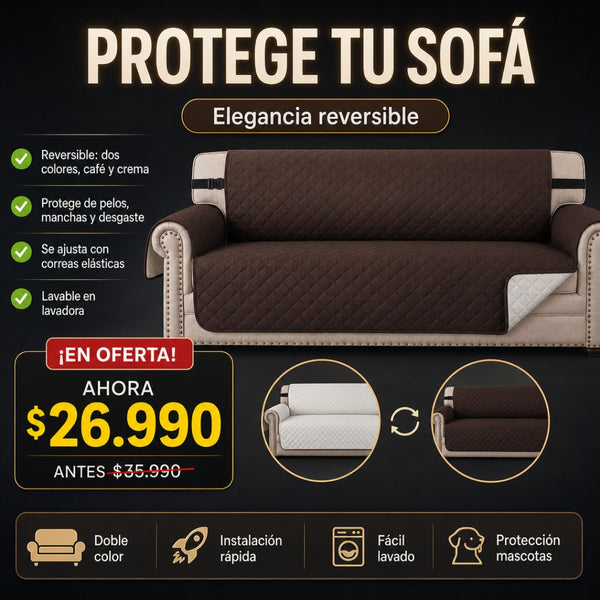 Cubre Sofá Acolchado 3 Plazas Reversible