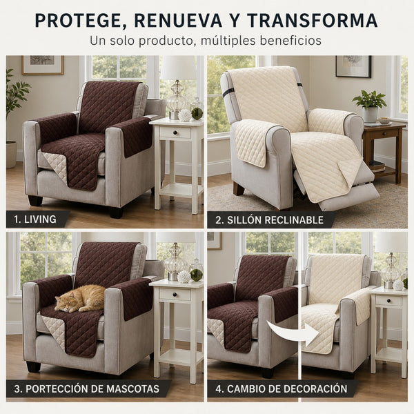 Cubre Sofá Reversible Acolchado