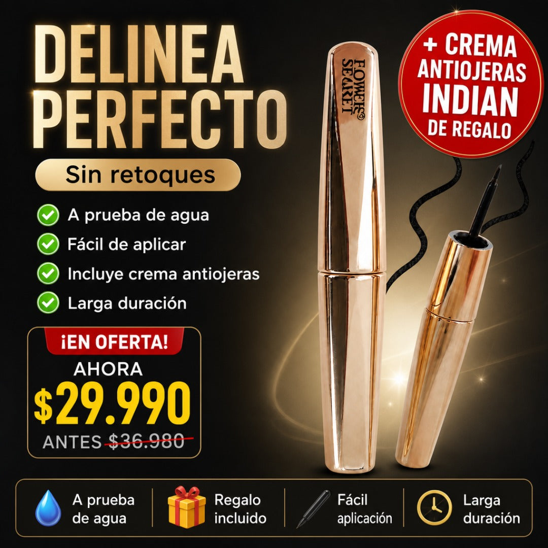 Delineador Líquido Waterproof + Envío Gratis + Crema Antiojeras Indian de REGALO