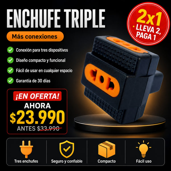 Enchufe Triple Adaptador 3 Hembras