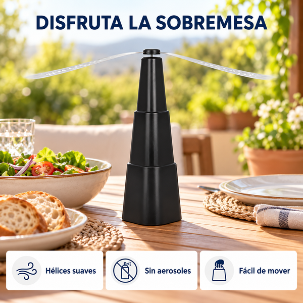 Espantamoscas de mesa con hélices suaves: sin aerosoles y fácil de mover.