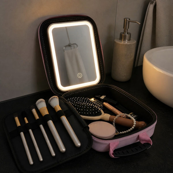 Estuche de Maquillaje con Espejo LED + Envío Gratis