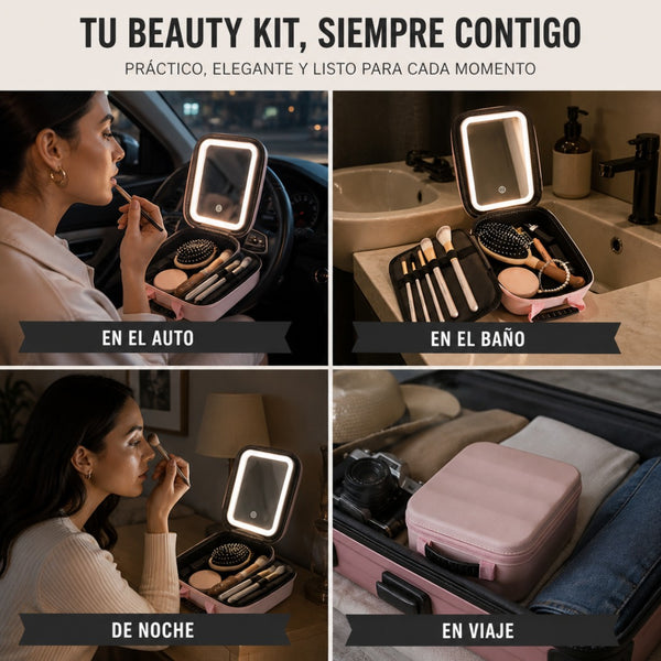 Estuche de Maquillaje con Espejo LED + Envío Gratis