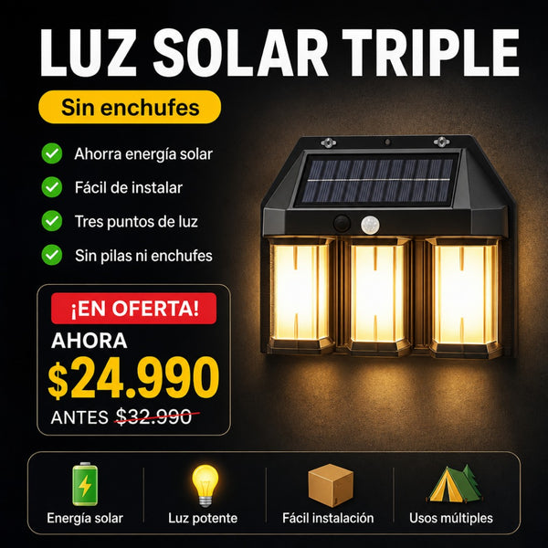 Farol Triple Solar para Camping