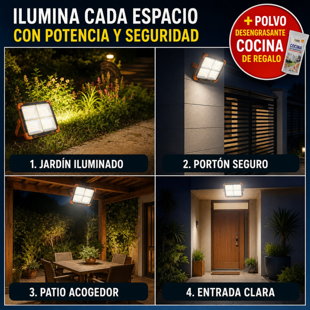 Foco Solar Portátil LED + Envío Gratis + Polvo Desengrasante Cocina de REGALO