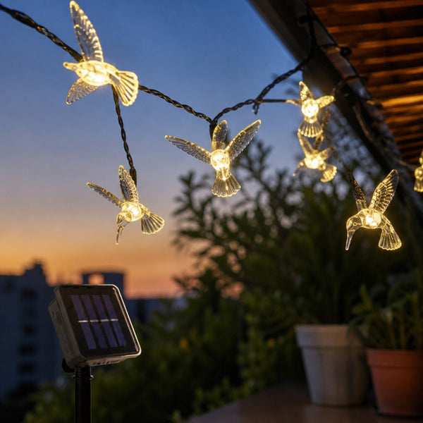Guirnalda solar de colibríes multicolor de 5 metros