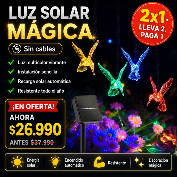 Guirnalda solar de colibríes multicolor de 5 metros