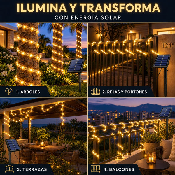 Guirnalda Solar LED 20m Luz Cálida