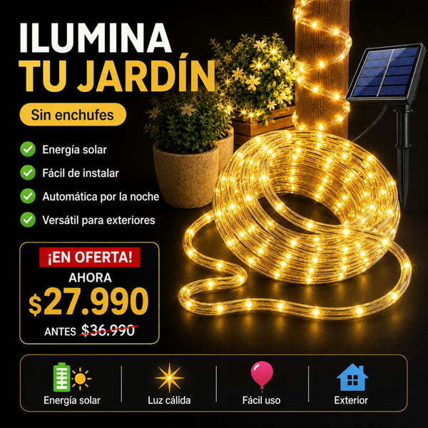 Guirnalda Solar LED 20m Luz Cálida