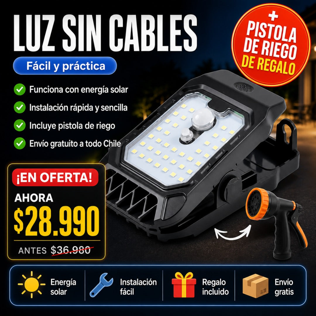 Lámpara solar con clip + Envío Gratis + Pistola de riego de REGALO