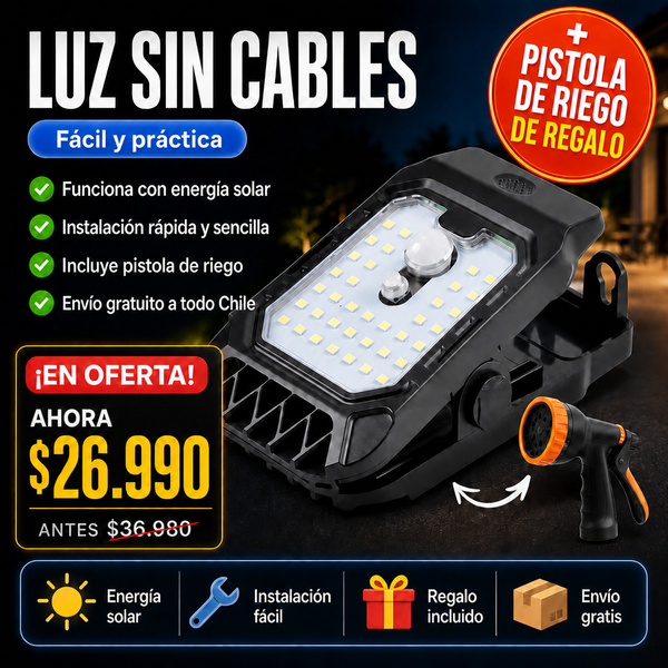Lámpara solar con clip + Envío Gratis + Pistola de riego de REGALO