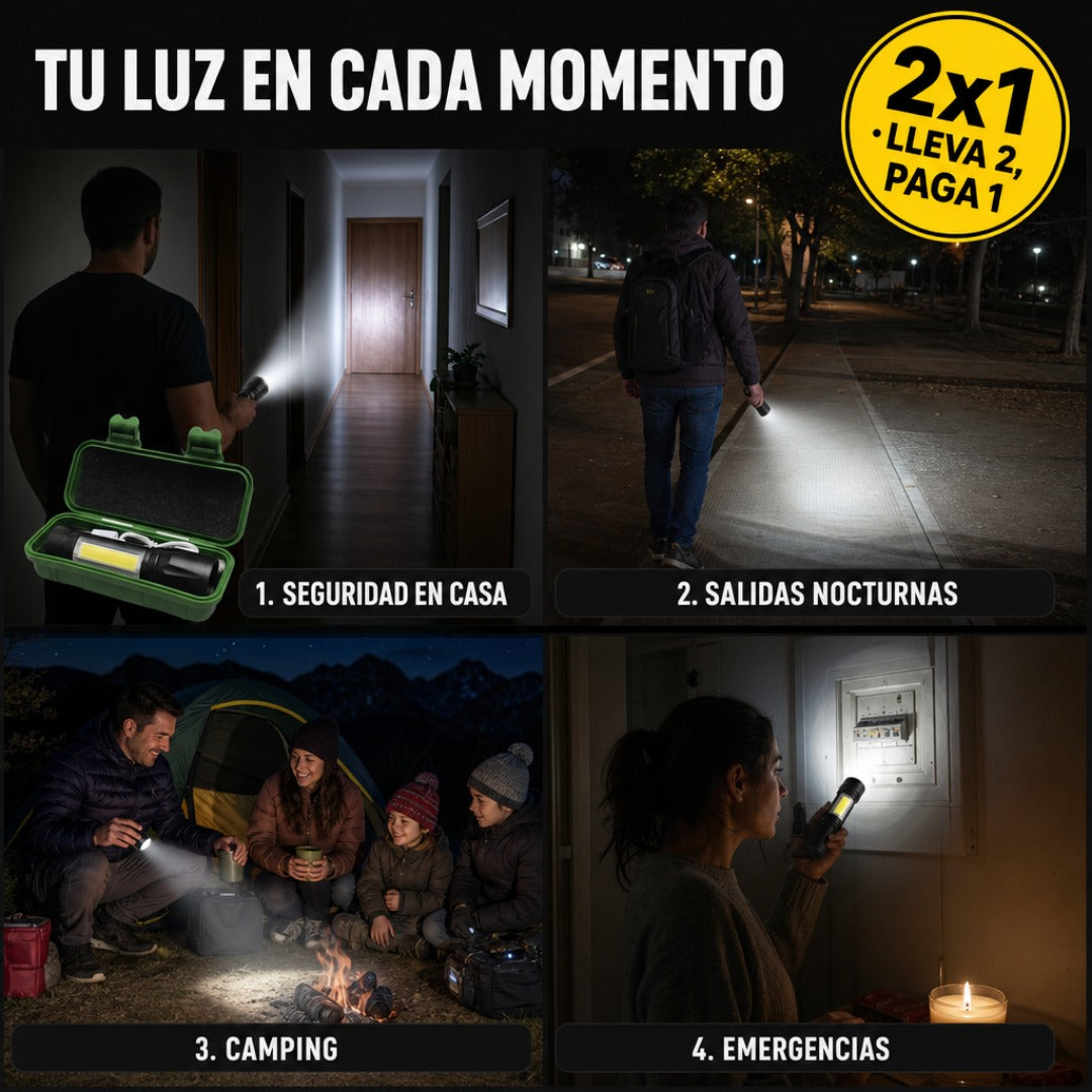 Linterna Led Recargable USB con Zoom