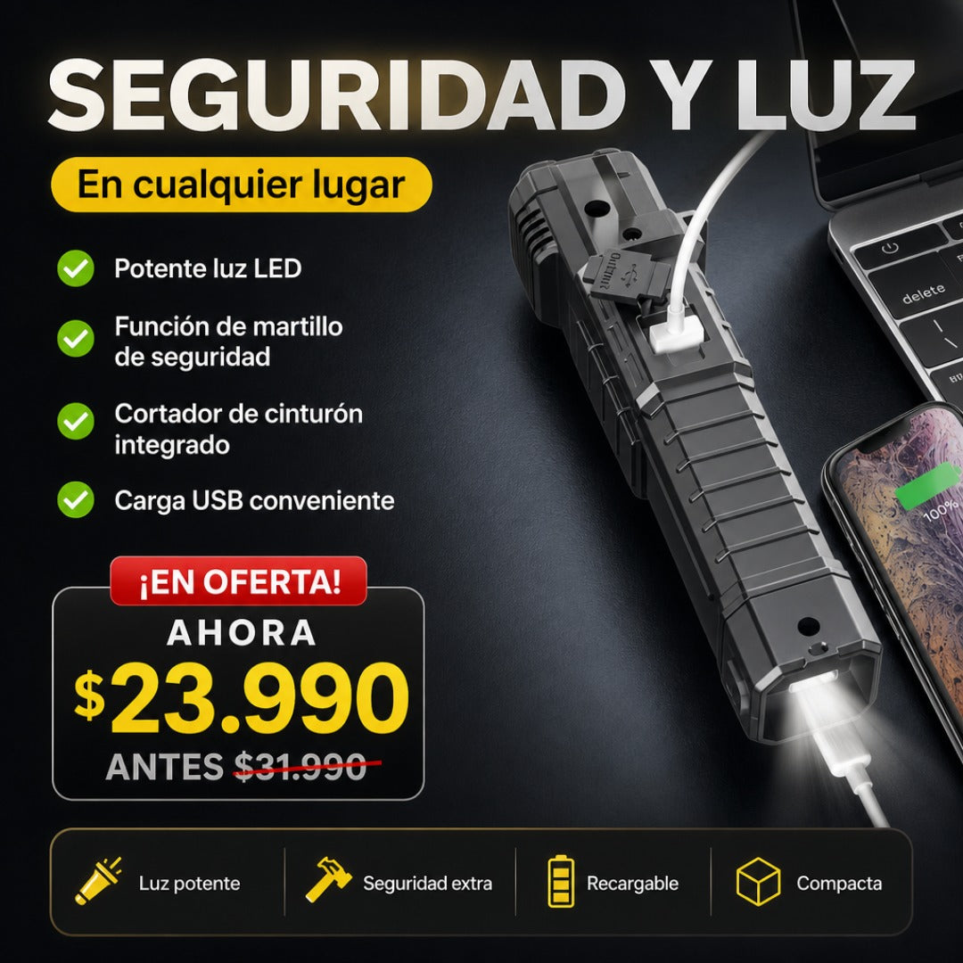 Linterna Multifuncional 4 en 1 Recargable