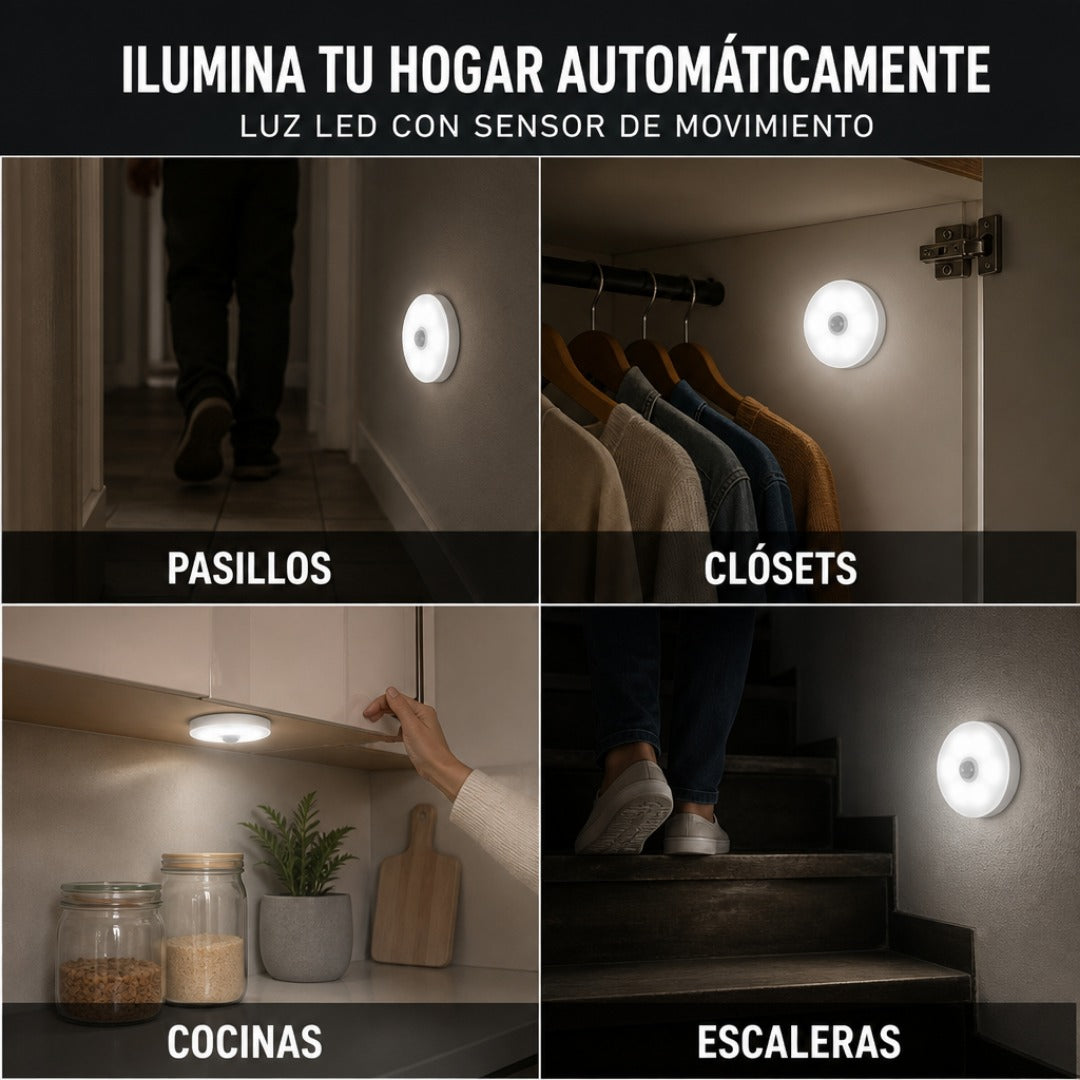 Luz LED Sensor Movimiento Pack x3