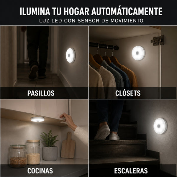 Luz LED Sensor Movimiento Pack x3