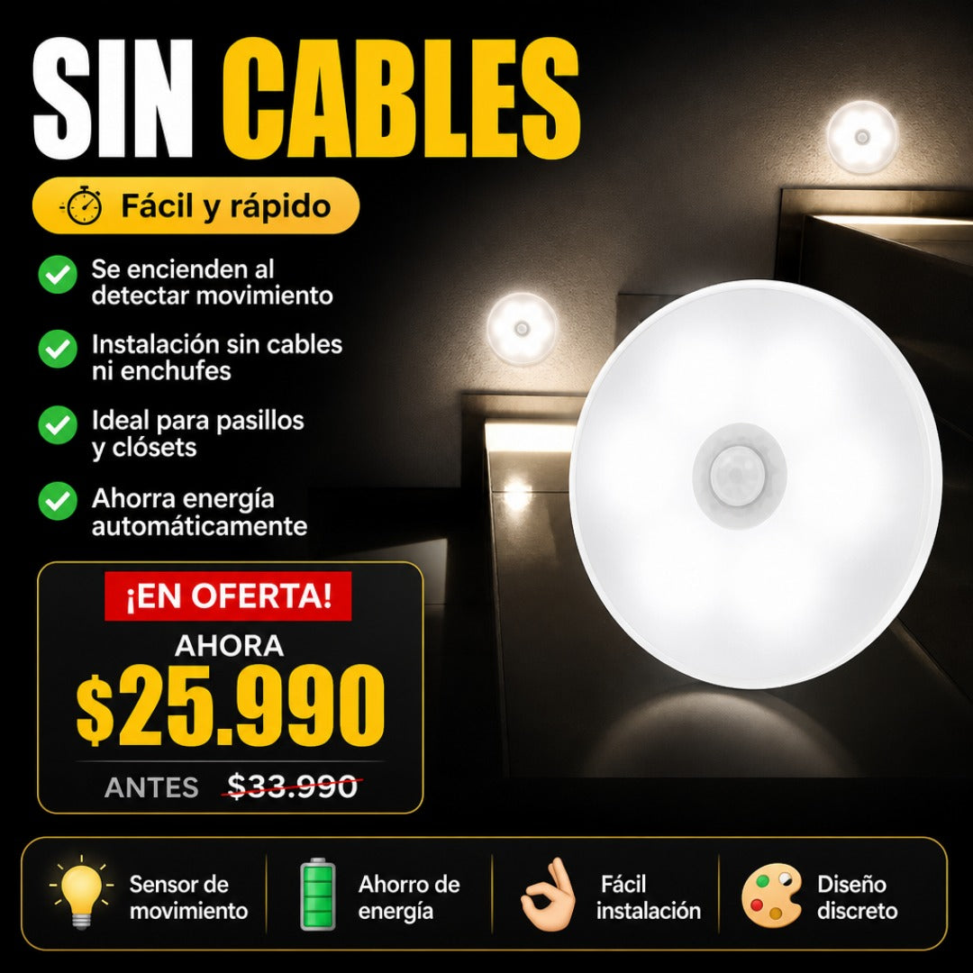 Luz LED Sensor Movimiento Pack x3