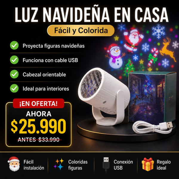 Mini Proyector Navideño USB Blanco