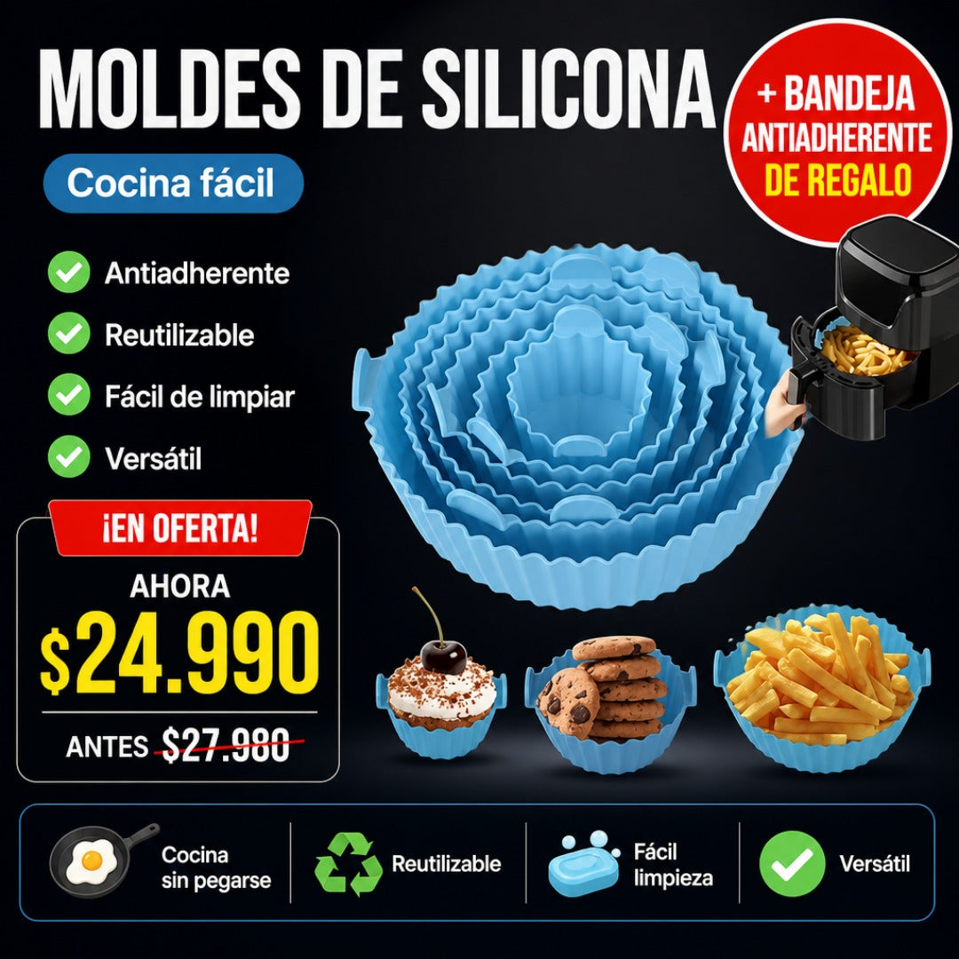 Moldes Silicona Freidora + Envío Gratis + Bandeja Antiadherente de REGALO