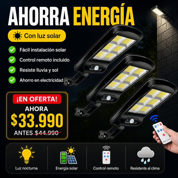 Pack 3 focos solares con control